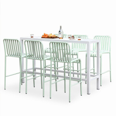 SOF Elegant Mint Green Bar Table and Chair Set for Outdoor Spaces