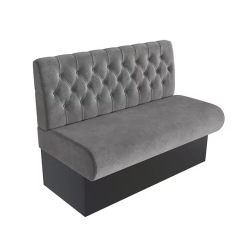 SOF Modern Gray Velvet Dining Booth Seating with Triple-Tufted Backrest – for 2-Seater