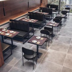 Sunrise Oriental Furniture Black Modern Restaurant Furniture Sets Cafe Fast Food Booth Seating Sofa Custom 3D Design Restaurant Tables and Chairs Set