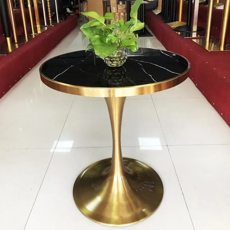 round sintered stone stainless steel tulip leg dining table SOF-T21