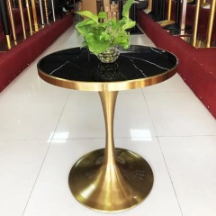 round sintered stone stainless steel tulip leg dining table SOF-T21
