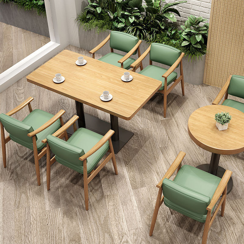 Sunrise Oriental Furniture Custom Simple Style Casual Solid Wood Cafe Fastfood Restaurant Furniture Chairs and Tables Set