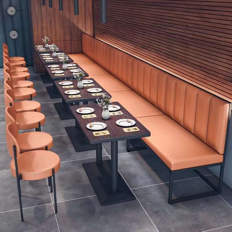 Sunrise Oriental Furniture Black Modern Restaurant Furniture Sets Cafe Fast Food Booth Seating Sofa Custom 3D Design Restaurant Tables and Chairs Set