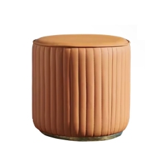 Sunrise Oriental Furniture - the Kasino Stool Modern Round Leather Ottoman