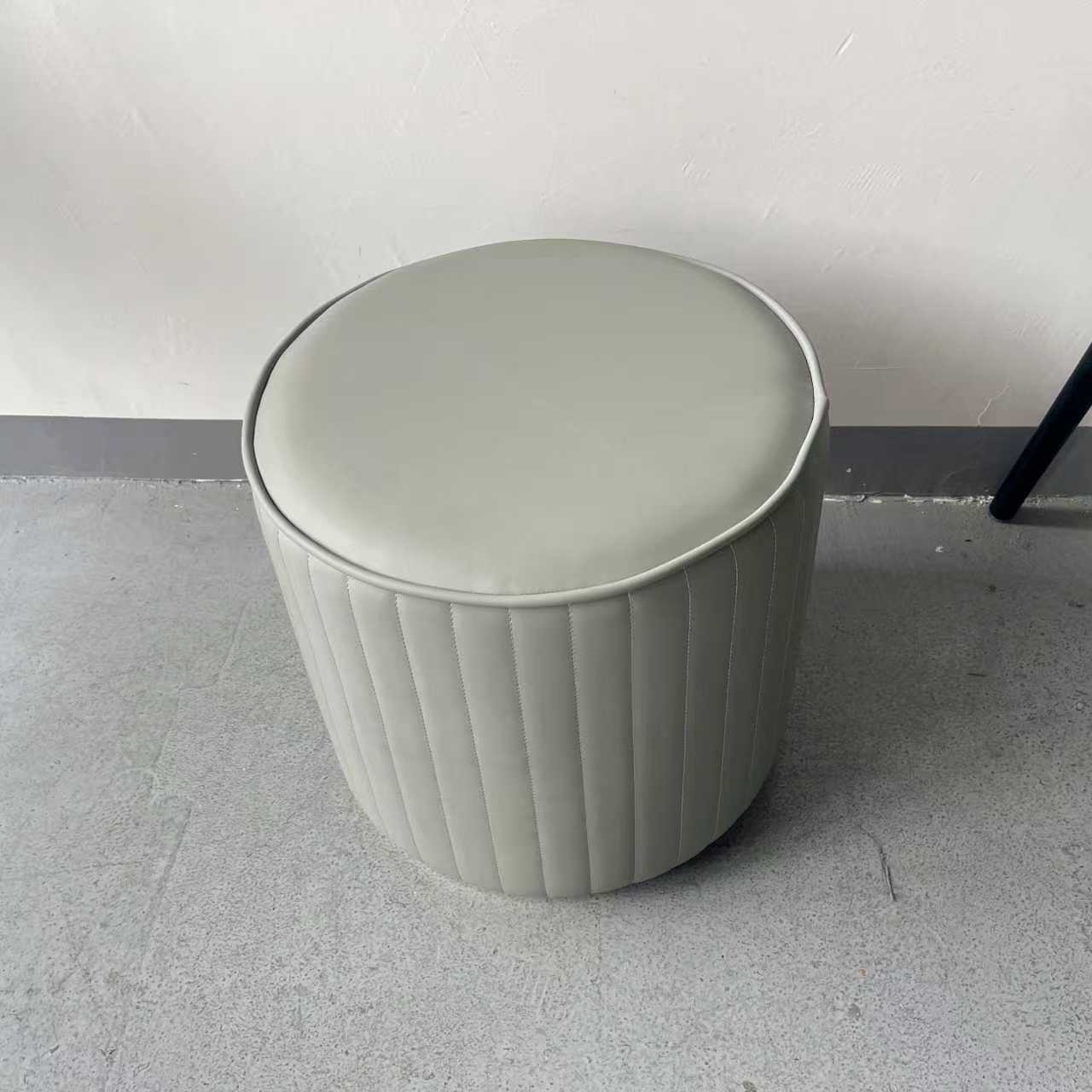 Sunrise Oriental Furniture - the Kasino Stool Modern Round Leather Ottoman