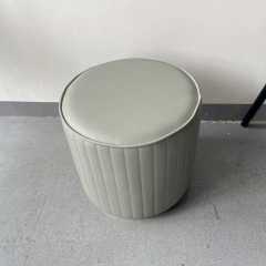 Sunrise Oriental Furniture - the Kasino Stool Modern Round Leather Ottoman