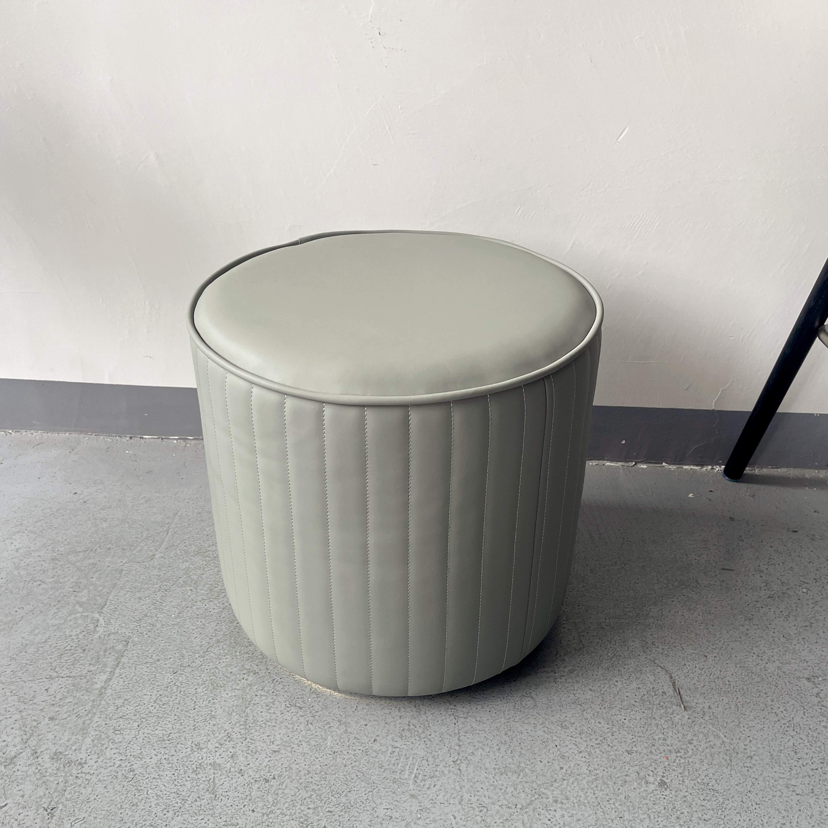 Sunrise Oriental Furniture - the Kasino Stool Modern Round Leather Ottoman