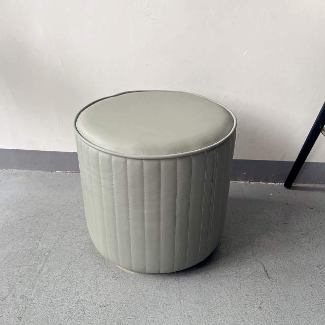 Sunrise Oriental Furniture - the Kasino Stool Modern Round Leather Ottoman