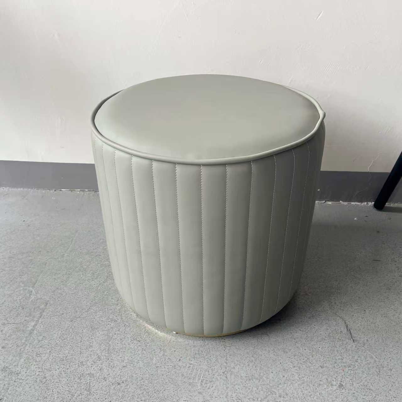 Sunrise Oriental Furniture - the Kasino Stool Modern Round Leather Ottoman