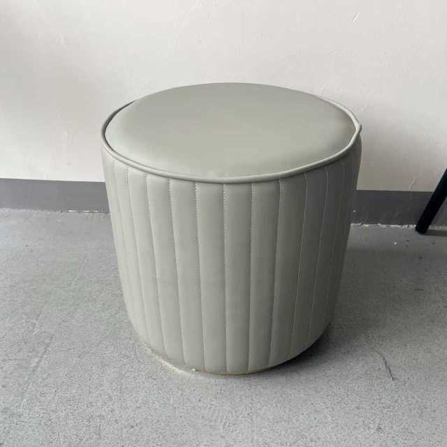 Sunrise Oriental Furniture - the Kasino Stool Modern Round Leather Ottoman