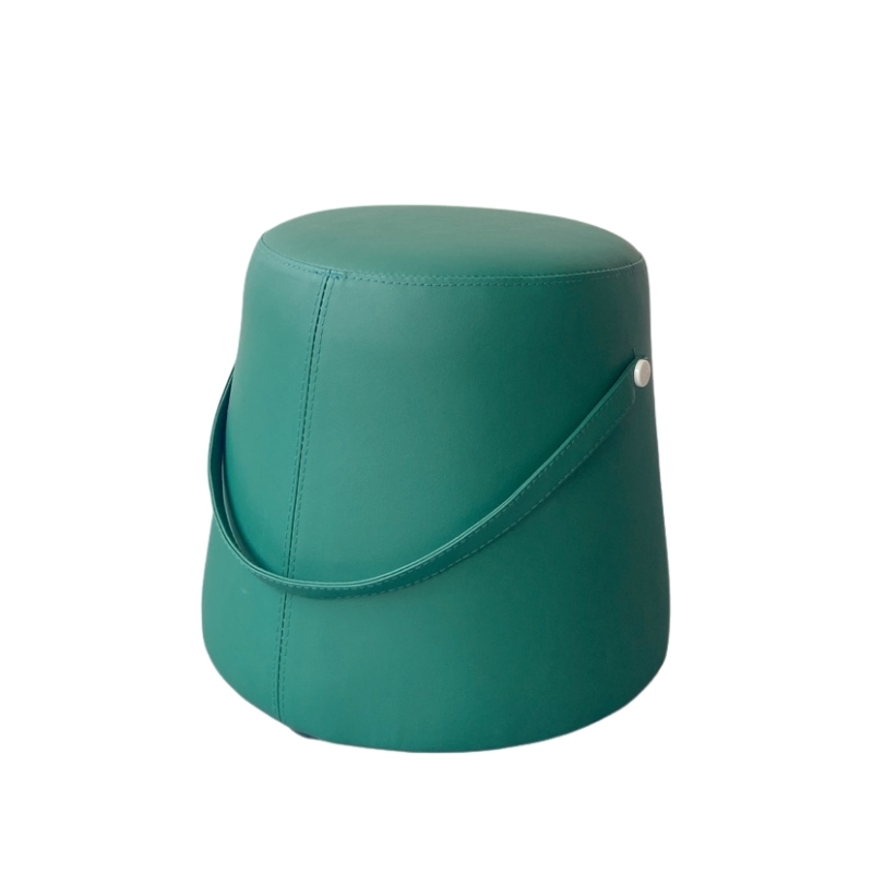 Sunrise Oriental Furniture - Pouf With Faux Leather Strap in Green Color