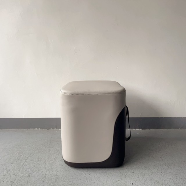 Sunrise Oriental Furniture - Leather Bucket Round Ottoman Stool