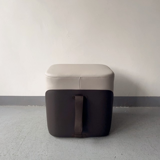 Sunrise Oriental Furniture - Leather Bucket Round Ottoman Stool