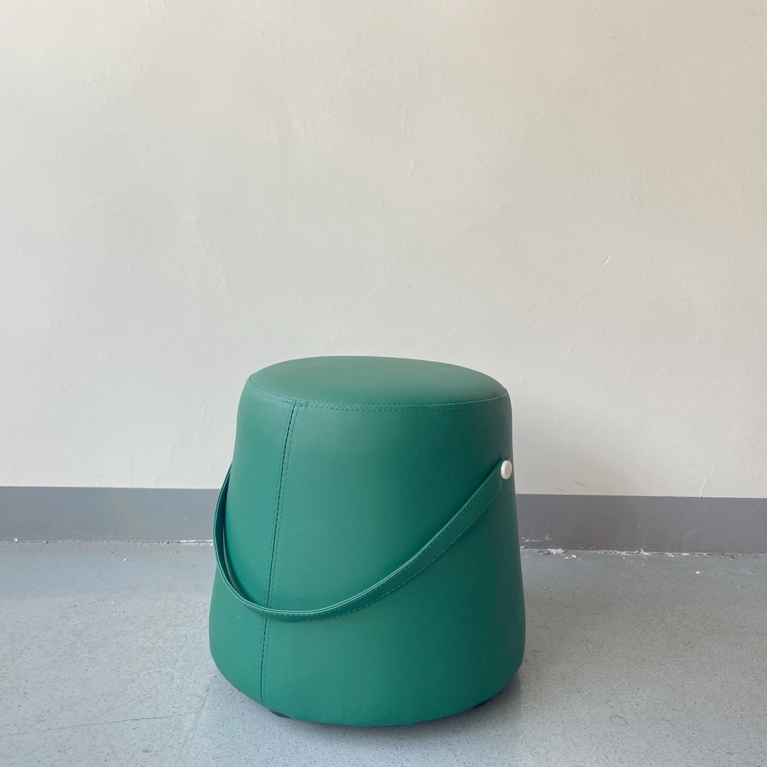 Sunrise Oriental Furniture - Pouf With Faux Leather Strap in Green Color