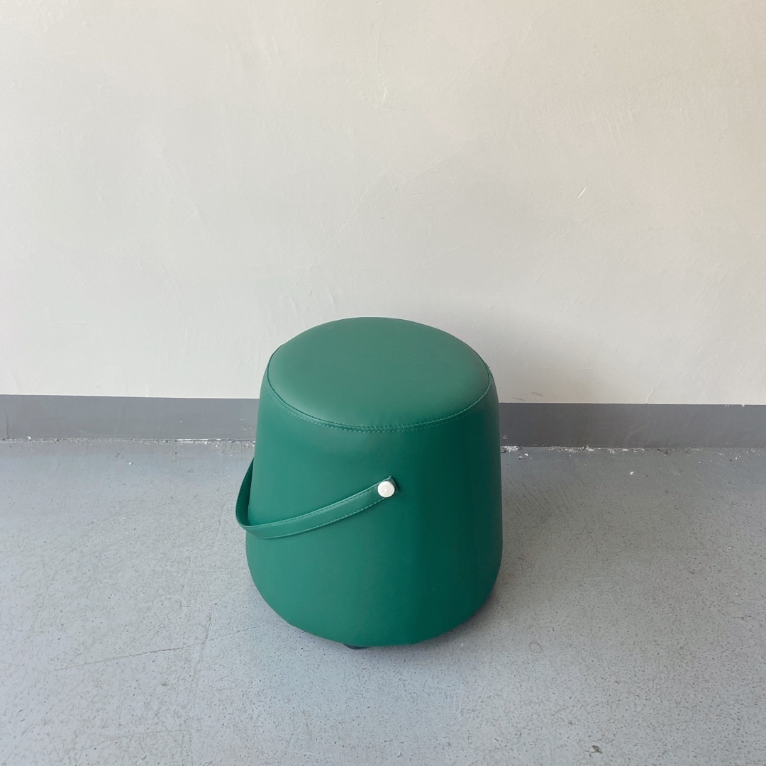 Sunrise Oriental Furniture - Pouf With Faux Leather Strap in Green Color