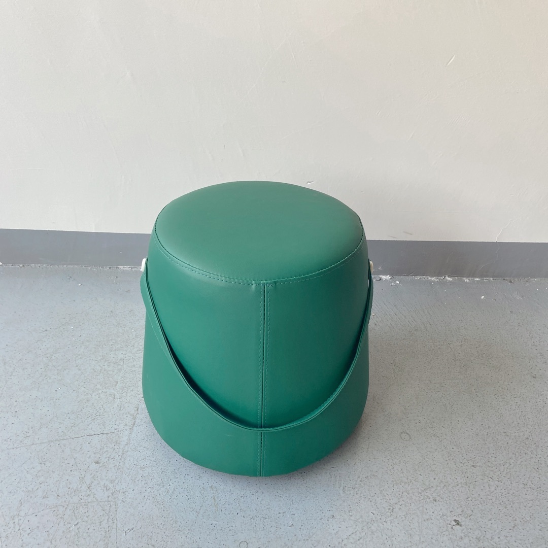 Sunrise Oriental Furniture - Pouf With Faux Leather Strap in Green Color