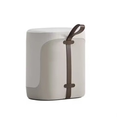 Sunrise Oriental Furniture - Leather Bucket Round Ottoman Stool