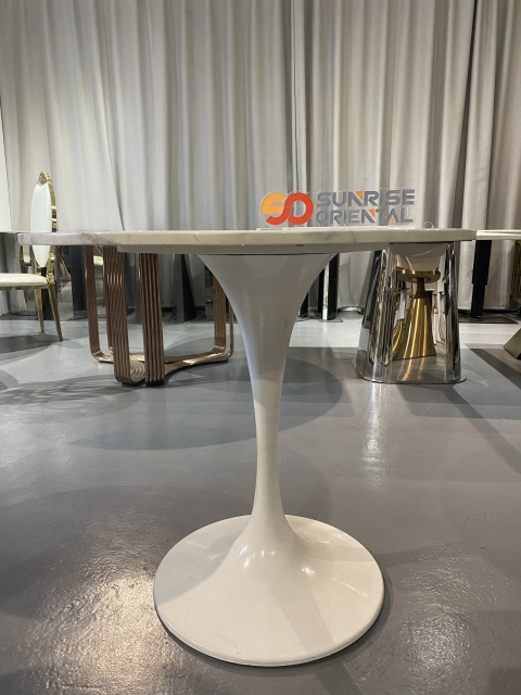 SOF Elegant Restaurant White Dining Table for 2 with Unique Tulip-Style Legs Made in China