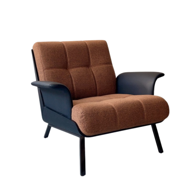 Sunrise Oriental Furniture Modern Tufted Leather Accent Chair with Arms