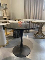 Sunrise Oriental Furniture - Marble Round Dining Table for Contemporary Dining and Kitchen Room
