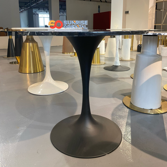 Sunrise Oriental Furniture - Marble Round Dining Table for Contemporary Dining and Kitchen Room