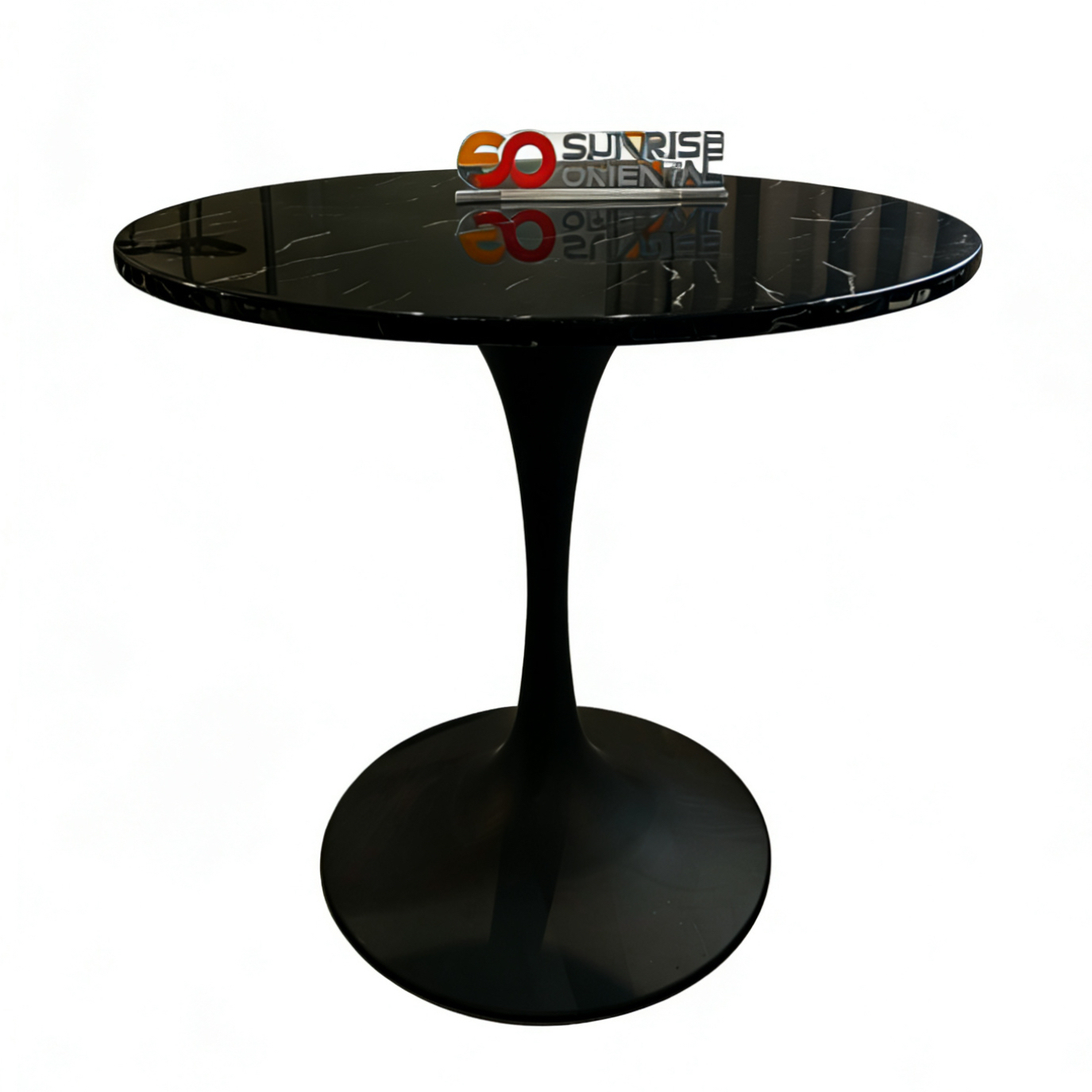 Sunrise Oriental Furniture - Marble Round Dining Table for Contemporary Dining and Kitchen Room