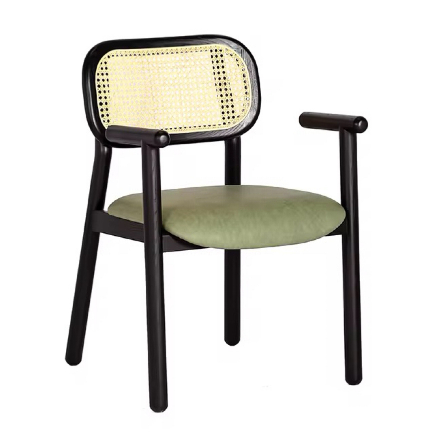 Sunrise Oriental Furniture - seat upholstered, cane back ash wooden dining chair