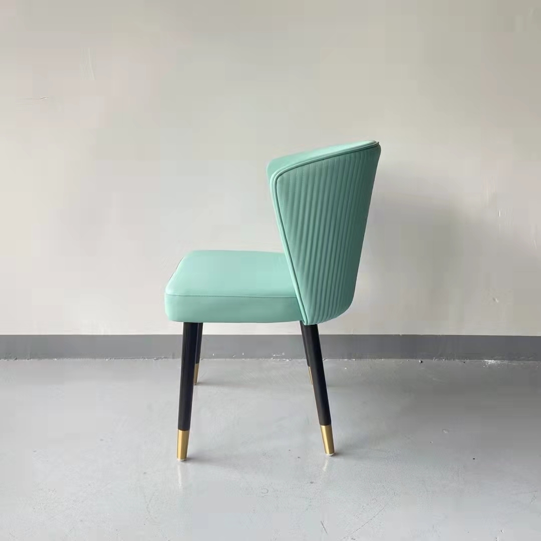 rounded backrest design leather dining chair