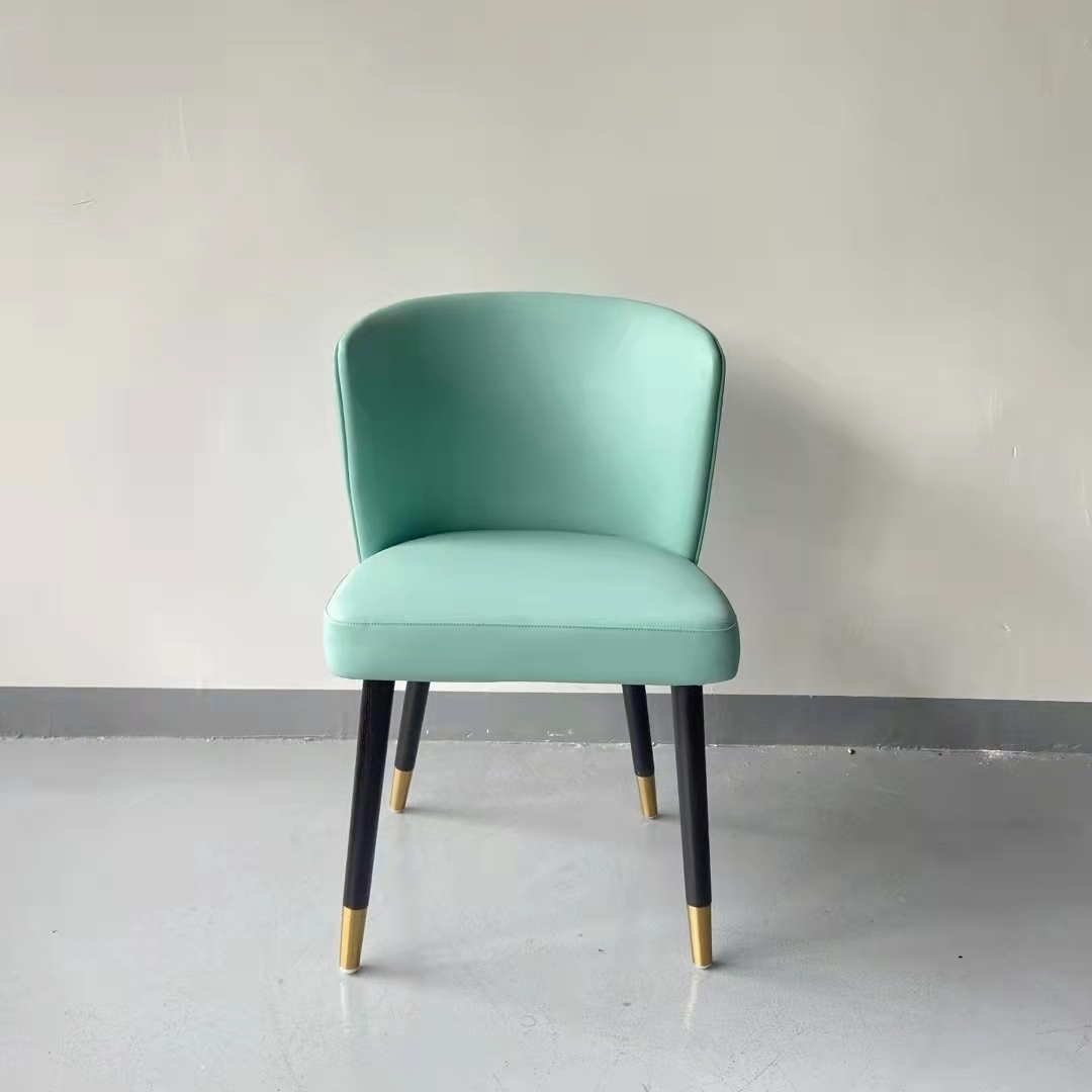 rounded backrest design leather dining chair
