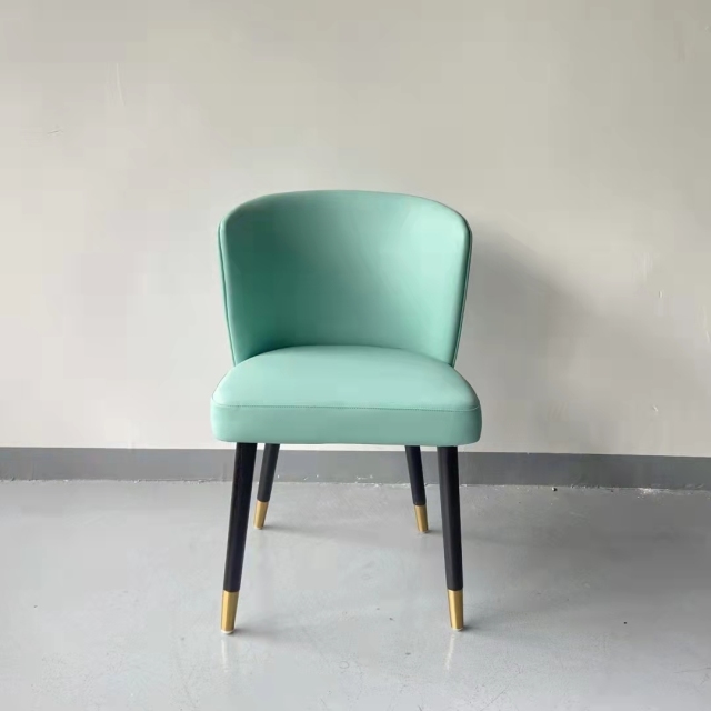 rounded backrest design leather dining chair