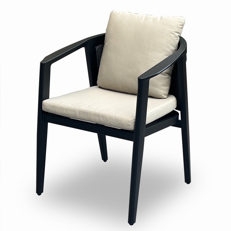 SOF All-Aluminum Weatherproof Outdoor Round Dining Set with Rattan Accent Chairs