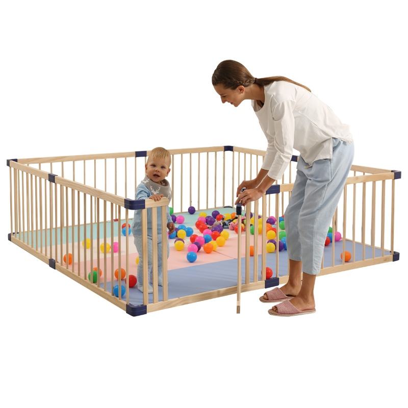 JollyBaby Solid wood indoor playpen for toddlers, designed for crawling and walking safety