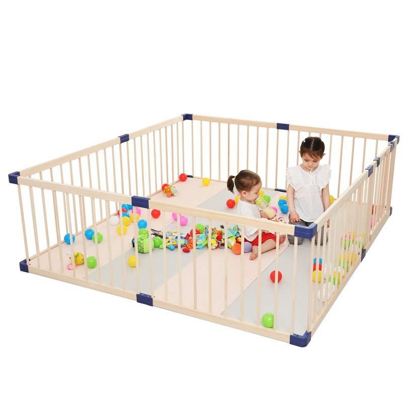 JollyBaby Solid wood indoor playpen for toddlers, designed for crawling and walking safety