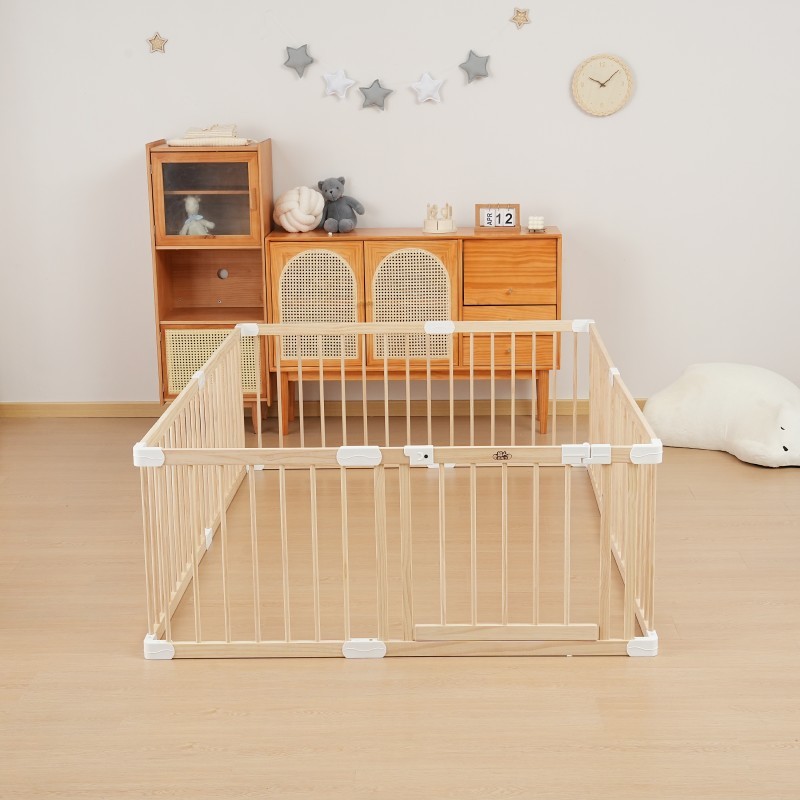 High-Quality Wooden Playpen: Safe &amp; Expandable - Ideal for Indoor/Outdoor Play