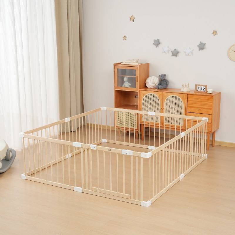High-Quality Wooden Playpen: Safe &amp; Expandable - Ideal for Indoor/Outdoor Play