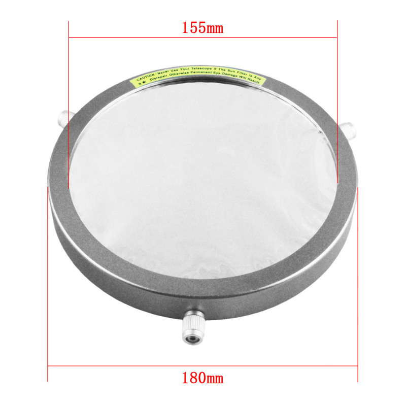 Astromania Deluxe Solar Filter 180mm Adjustable Metal Cap for Telescope Tubes with Outer Diameter from 150 To 172mm Aperture 155mm