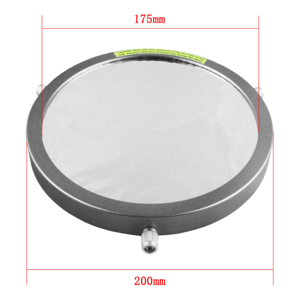 Astromania Deluxe Solar Filter 200mm Adjustable Metal Cap for Telescope Tubes with Outer Diameter 170 to 192mm Aperture 175mm
