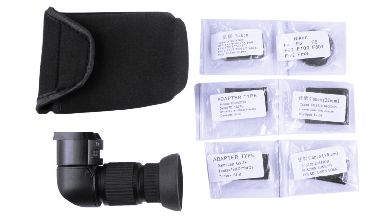 Astromania 1X/2.5X Magnification Right Angle Viewfinder with 6 Mounting Adapters for DSLR Camera Such as Canon, Nikon, Pentax, Minolta, Dynax,S amsung