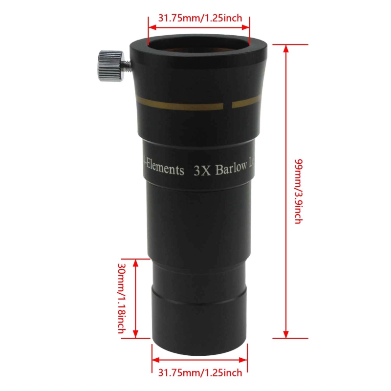 Astromania 1.25&quot; 4-Elements 3x Barlow Lens Fully Multi-Coated Optics