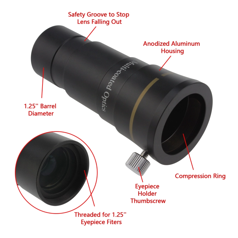Astromania 1.25&quot; 4-Elements 3x Barlow Lens Fully Multi-Coated Optics