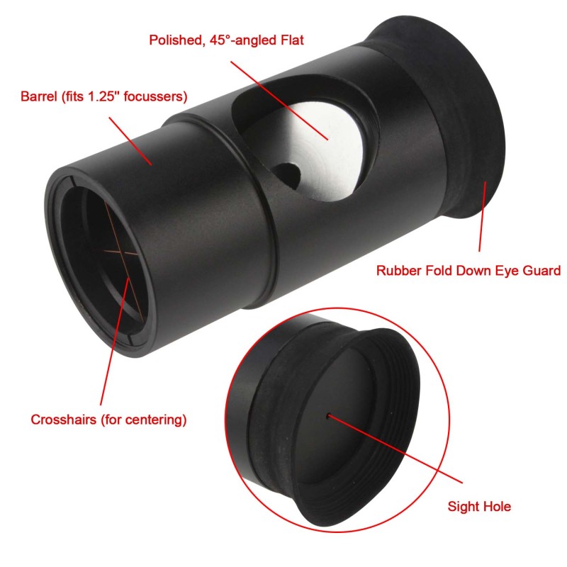 Astromania 1.25Inch Metal Collimating Cheshire Eyepiece without Laser for Newtonian Reflector Telescope - Short Version