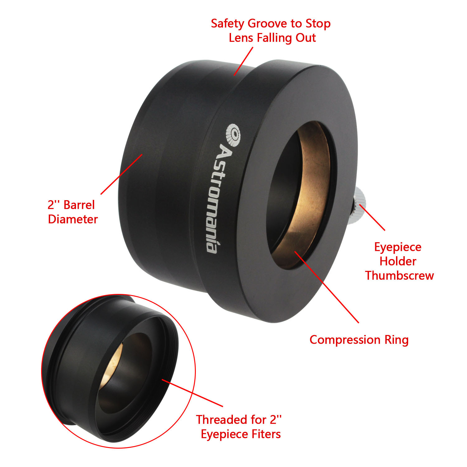 Astromania 2" to 1.25" Telescope Eyepiece Adapter