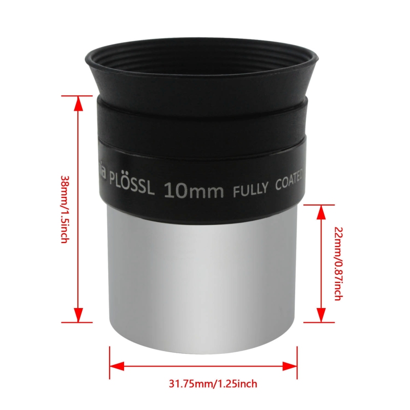 Astromania 1.25" 10mm Plossl Telescope Eyepiece - 4-element Plossl Design - Threaded for Standard 1.25inch Astronomy Filters