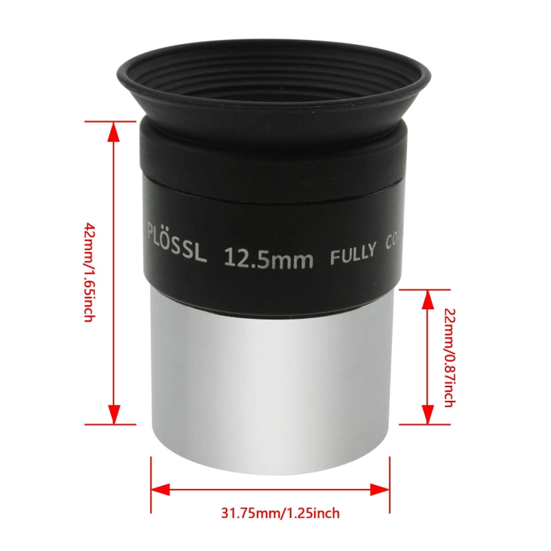 Astromania 1.25&quot; 12.5mm Plossl Telescope Eyepiece - 4-element Plossl Design - Threaded for Standard 1.25inch Astronomy Filters