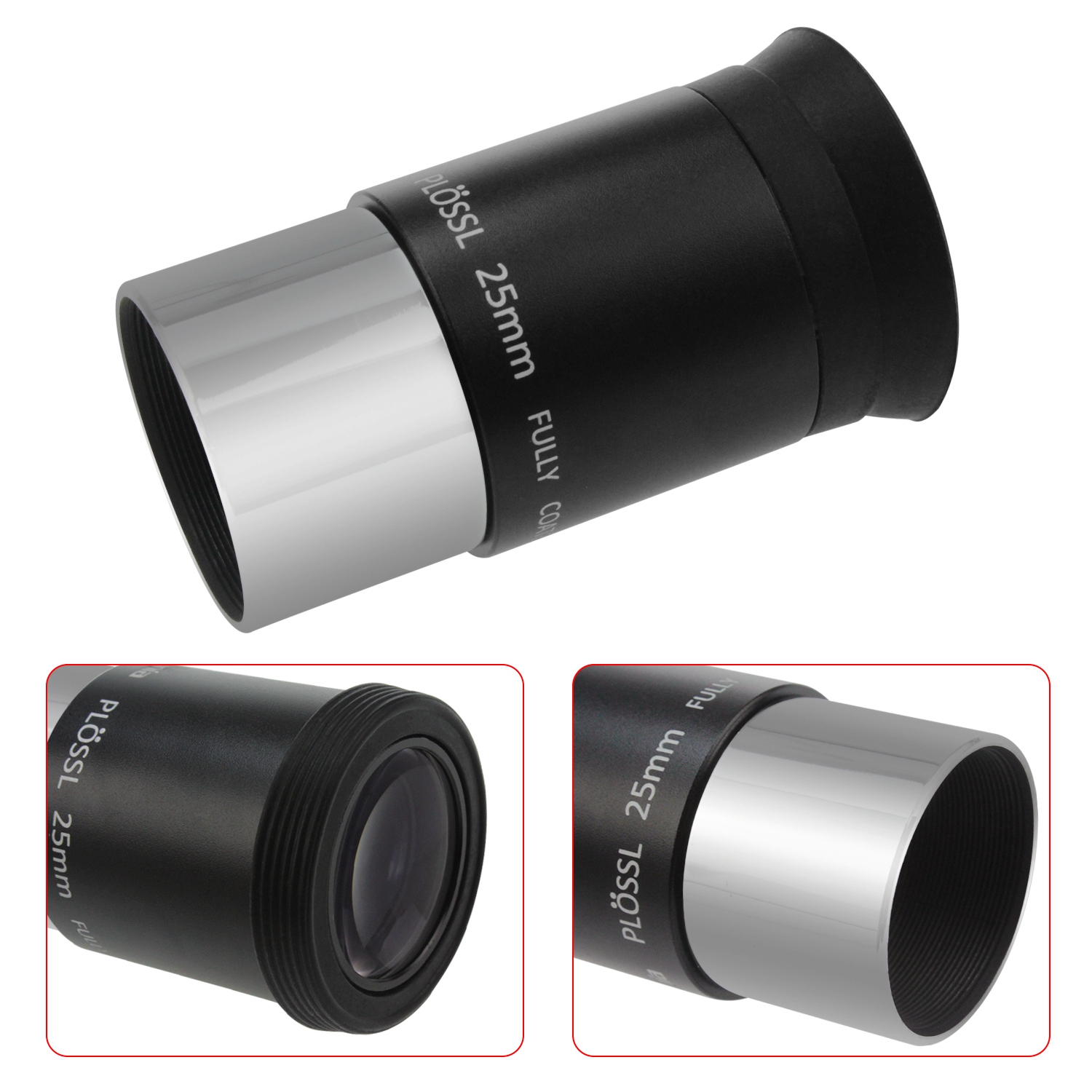 Astromania 1.25 Inch 25mm Plossl Telescope Eyepiece - 4-Element Design, Threaded For Filters