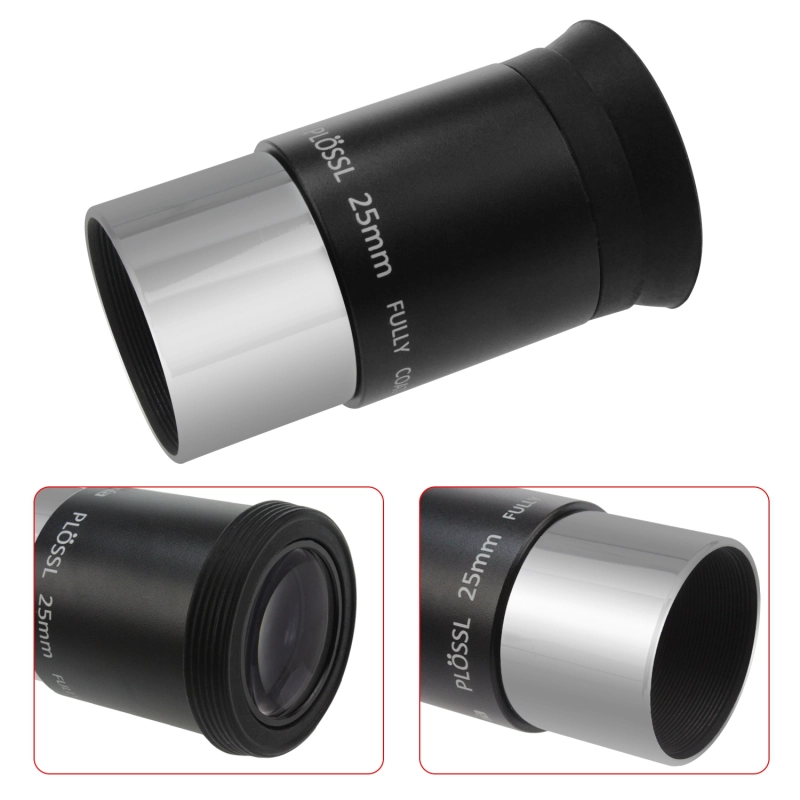 Astromania 1.25&quot; 25mm Plossl Telescope Eyepiece - 4-element Plossl Design - Threaded for Standard 1.25inch Astronomy Filters