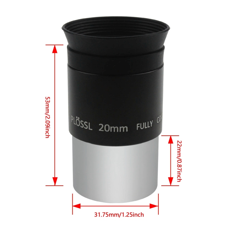 Astromania 1.25&quot; 20mm Plossl Telescope Eyepiece - 4-element Plossl Design - Threaded for Standard 1.25inch Astronomy Filters