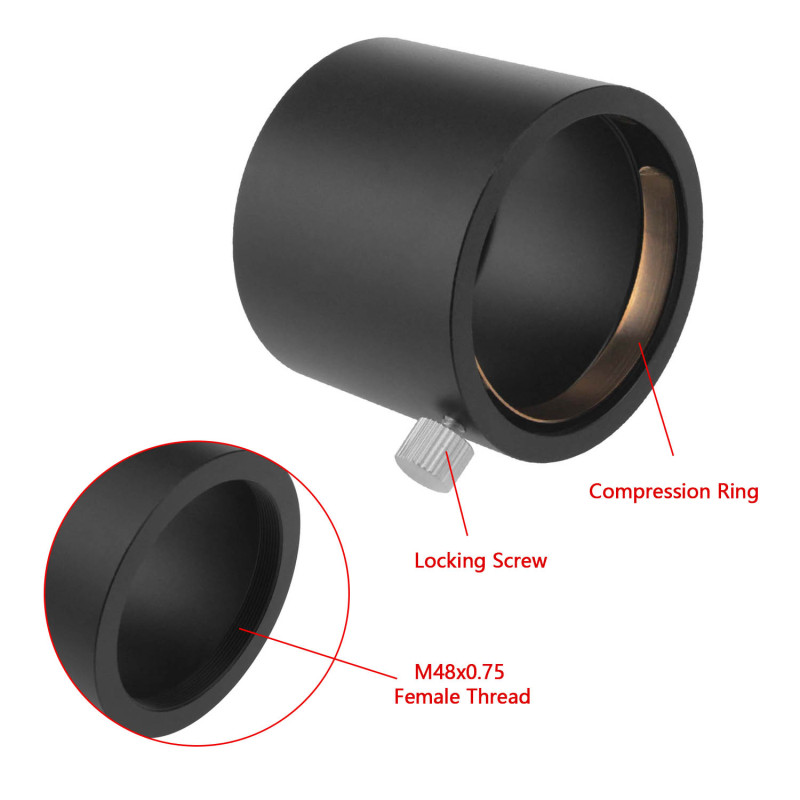 Astromania M48X0.75 Female Thread to 2&quot; Adapter - Lets You Easily Adapt from an M48 Thread to a 2&quot; Barrel