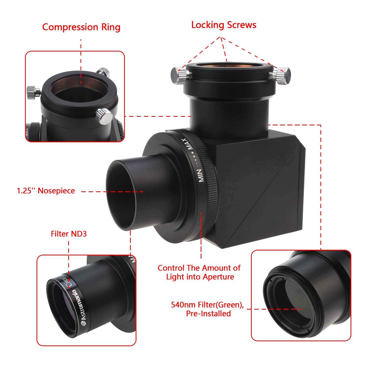 Astromania 1.25" Luxurious System - Filter(s) ND3 and 540nm filter(GREEN) pre-installed