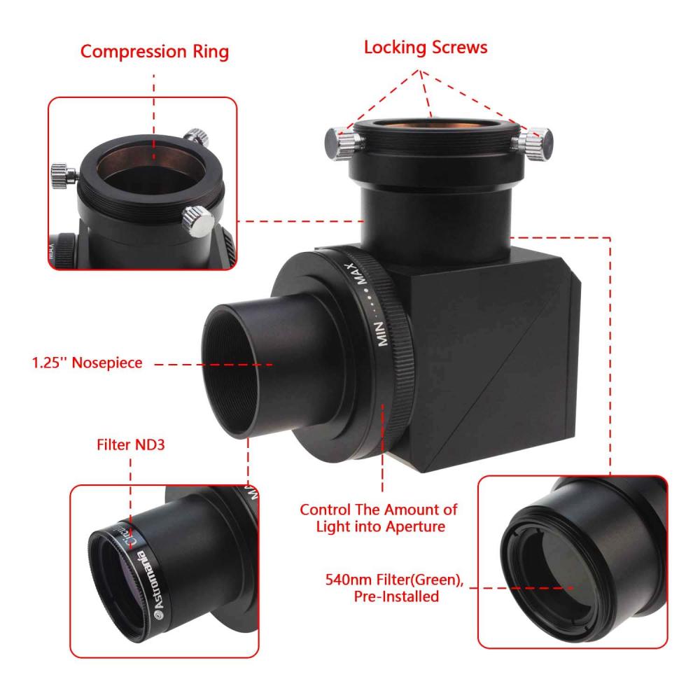 Astromania 1.25" Luxurious System - Filter(s) ND3 and 540nm filter(GREEN) pre-installed